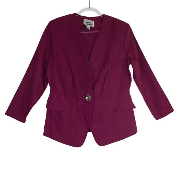 Vintage‎ Morgan Square Magenta Purple Blazer Size 14 Rhinestone Button Eighties - Picture 3 of 7